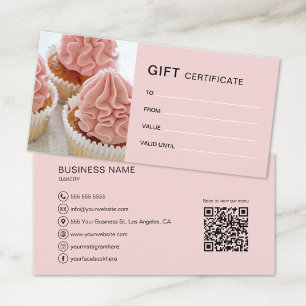 Carte Certificat Cadeau Boulangerie Cupcake Magasin de G