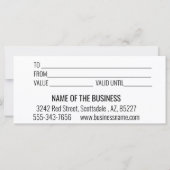 Carte Certificat cadeau Boulangerie gâteau (Dos)