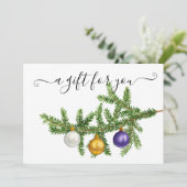 Carte Certificat Cadeau Branche de Pin de Noël (Debout devant)