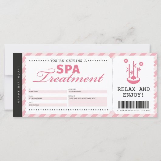Carte Certificat cadeau cadeau spa de jour Massage rose (Devant)