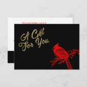 Carte Certificat Cadeau Cardinal de Noël (Devant / Derrière)