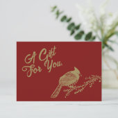 Carte Certificat cadeau Cardinal de Noël Retro (Debout devant)