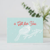 Carte Certificat Cadeau Cardinal Neige de Noël (Debout devant)