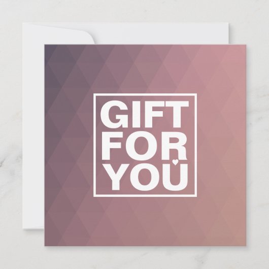 Carte Certificat cadeau Carré Rose moderne (Devant)