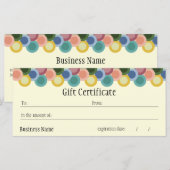 Carte Certificat cadeau Cercles rétro (Devant / Derrière)