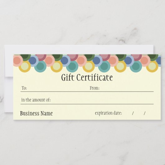 Carte Certificat cadeau Cercles rétro (Devant)