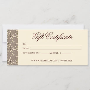 Carte Certificat cadeau Cerise Fleur Crème Florale