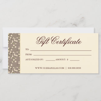 Carte Certificat cadeau Cerise Fleur Crème Florale