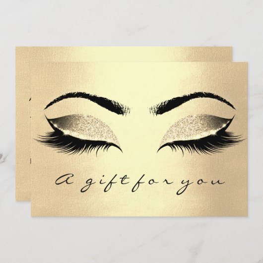Carte Certificat cadeau Champaiment Gold Lash maquillage (Devant / Derrière)