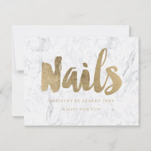 Carte Certificat cadeau chic faux or girly Nails marbre