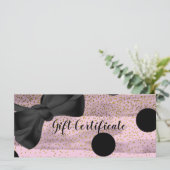 Carte Certificat cadeau Chic Pois Pink & Black Gold (Debout devant)