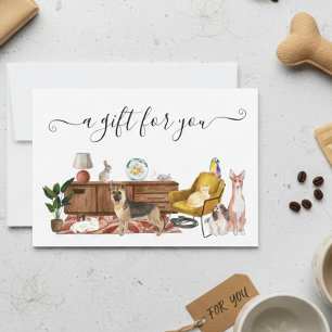 Carte Certificat cadeau Chien Chat Animaux de compagnie 
