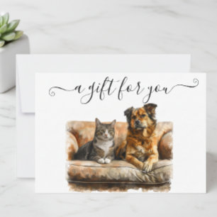 Carte Certificat cadeau Chien Chat Animaux de compagnie 