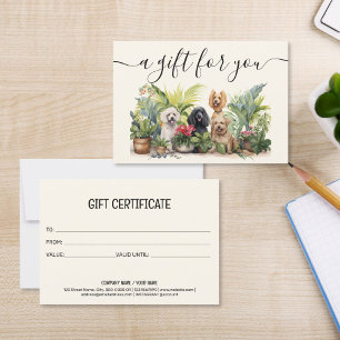 Carte Certificat cadeau Chien Grooming Animal Sitting Ve