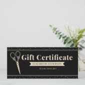 Carte Certificat Cadeau Ciseaux Vintage Coiffeur (Debout devant)