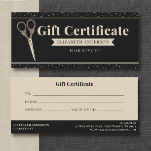 Carte Certificat Cadeau Ciseaux Vintage Coiffeur