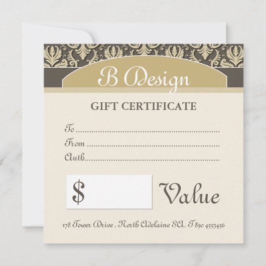 Carte Certificat cadeau classique (Dos)