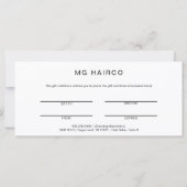 Carte Certificat cadeau client B/W du salon (Dos)