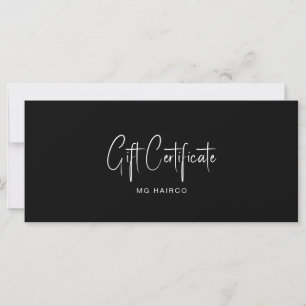 Carte Certificat cadeau client B/W du salon