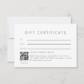 Carte Certificat Cadeau Code QR à l'Encre Aquarelle Mode (Dos)