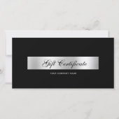 Carte Certificat Cadeau Code QR Argent Noir Élégant (Devant)