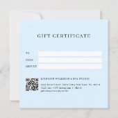 Carte Certificat Cadeau Code QR Bleu Police de Caractère (Dos)