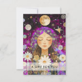 Carte Certificat Cadeau Code QR Cosmic Girl Boho Moon (Devant)