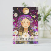Carte Certificat Cadeau Code QR Cosmic Girl Boho Moon (Debout devant)