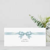 Carte Certificat Cadeau Code QR Élégant à Ruban Blanc (Debout devant)