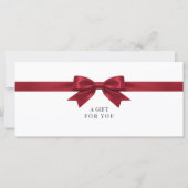 Carte Certificat Cadeau Code QR Élégant à Ruban Blanc (Devant)