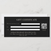 Carte Certificat Cadeau Code QR Élégant à Ruban Noir (Dos)