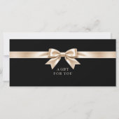 Carte Certificat Cadeau Code QR Élégant à Ruban Noir (Devant)