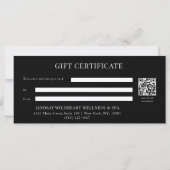 Carte Certificat Cadeau Code QR Élégant à Ruban Noir (Dos)