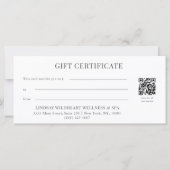 Carte Certificat Cadeau Code QR Élégant Blanc (Dos)