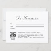 Carte Certificat Cadeau Code QR en Marbre Beige Élégant (Dos)