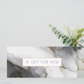 Carte Certificat Cadeau Code QR Marbre Noir Or Luxe (Debout devant)