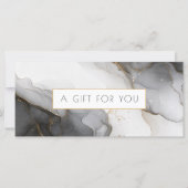 Carte Certificat Cadeau Code QR Marbre Noir Or Luxe (Devant)