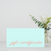 Carte Certificat Cadeau Code QR Moderne de Style Mint (Debout devant)