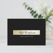 Carte Certificat Cadeau Code QR Or Noir Élégant (Debout devant)