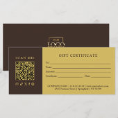 Carte Certificat Cadeau Code QR pour Entreprise Simple M (Devant / Derrière)