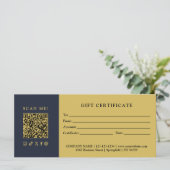 Carte Certificat Cadeau Code QR pour Entreprise Simple M (Debout devant)