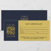 Carte Certificat Cadeau Code QR pour Entreprise Simple M (Devant / Derrière)