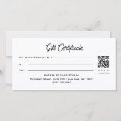 Carte Certificat Cadeau Code QR Rose Mauve Écriture Mode (Dos)