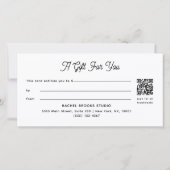 Carte Certificat Cadeau Code QR Rose Pâle Écriture Moder (Dos)