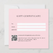 Carte Certificat Cadeau Code QR Rose Police de Caractère (Dos)