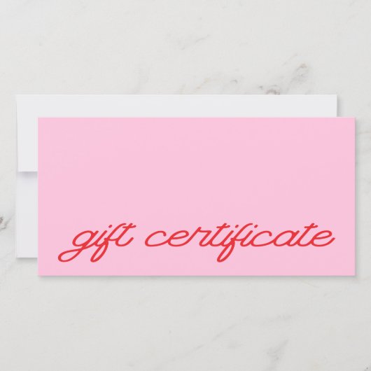 Carte Certificat Cadeau Code QR Rose Script Moderne (Devant)