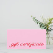 Carte Certificat Cadeau Code QR Rose Script Moderne (Debout devant)