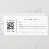 Carte Certificat Cadeau Code QR Simple et Moderne pour E (Devant)