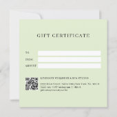 Carte Certificat Cadeau Code QR Vert Police de Caractère (Dos)