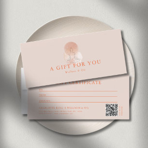 Carte Certificat Cadeau Code QR Yoga Femme Art Linéaire